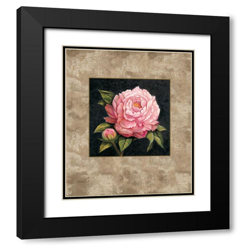 Pink Peony Black Modern Wood Framed Art Print with Double Matting by Lopez, E.