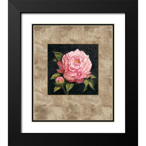 Pink Peony Black Modern Wood Framed Art Print with Double Matting by Lopez, E.
