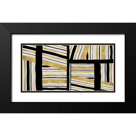 Intersect - Golden Black Modern Wood Framed Art Print with Double Matting by Roberts, Ellie