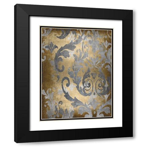 Damask in Gold II Black Modern Wood Framed Art Print with Double Matting by Roberts, Ellie