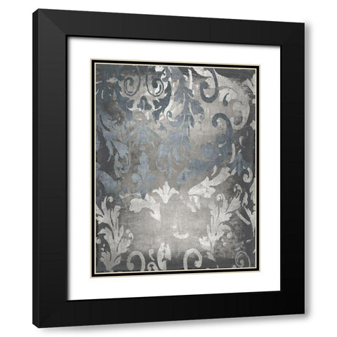 Damask in Silver I Black Modern Wood Framed Art Print with Double Matting by Roberts, Ellie
