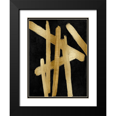 Crossroads Gold on Black I Black Modern Wood Framed Art Print with Double Matting by Roberts, Ellie