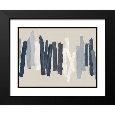 Strokes in Blue Black Modern Wood Framed Art Print with Double Matting by Roberts, Ellie