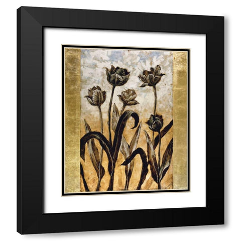 Tulip Silhouette Black Modern Wood Framed Art Print with Double Matting by Lange, Erin