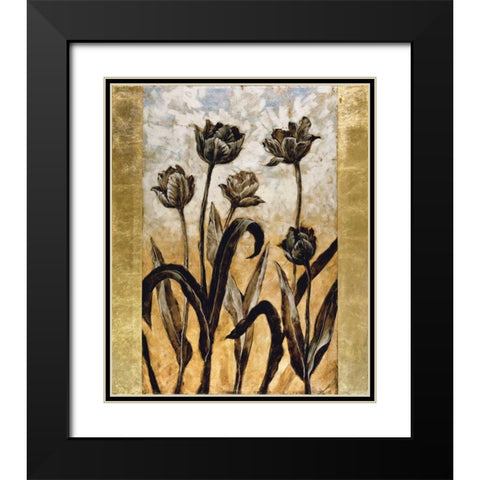 Tulip Silhouette Black Modern Wood Framed Art Print with Double Matting by Lange, Erin