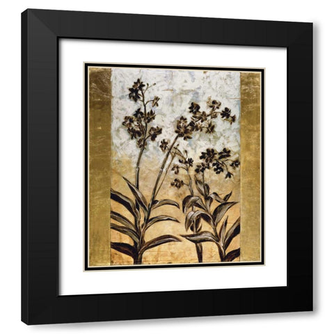 Orchid Silhouette Black Modern Wood Framed Art Print with Double Matting by Lange, Erin