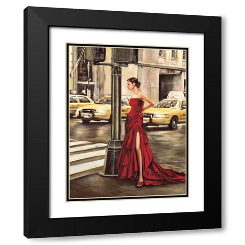 Woman in New York Black Modern Wood Framed Art Print with Double Matting by Rovere, Edoardo