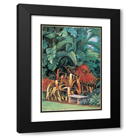 Tropical Garden II Black Modern Wood Framed Art Print with Double Matting by Wright, Elizabeth