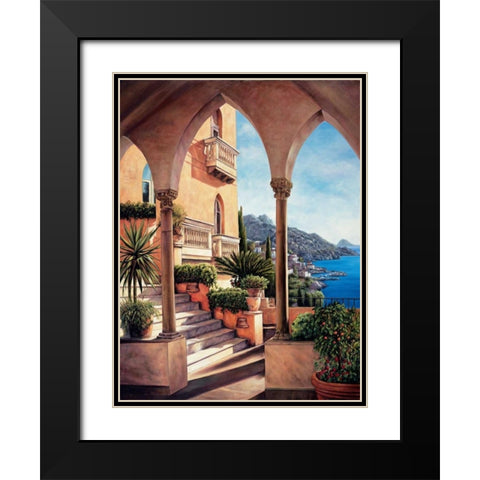 Palazzo on Amalfi Black Modern Wood Framed Art Print with Double Matting by Wright, Elizabeth