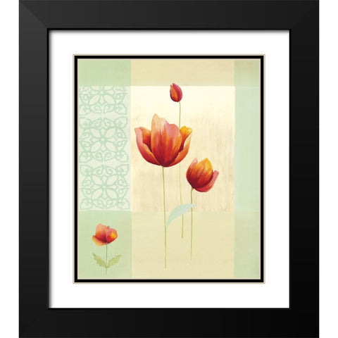 Tulipes et coquelicots I Black Modern Wood Framed Art Print with Double Matting by Boulez, Genevieve