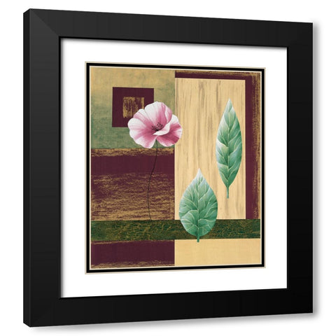 Coquelicots et feuilles I Black Modern Wood Framed Art Print with Double Matting by Boulez, Genevieve
