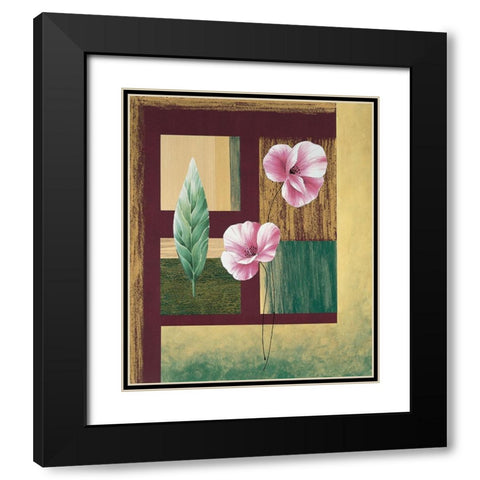 Coquelicots et feuilles II Black Modern Wood Framed Art Print with Double Matting by Boulez, Genevieve