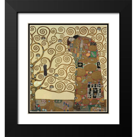 Die Erfullung Black Modern Wood Framed Art Print with Double Matting by Klimt, Gustav