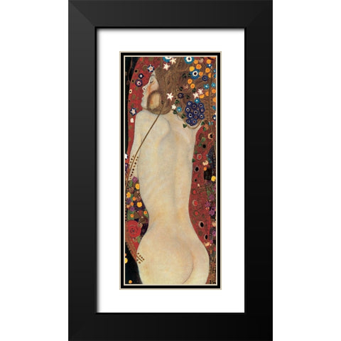 Sea Serpents IV Black Modern Wood Framed Art Print with Double Matting by Klimt, Gustav