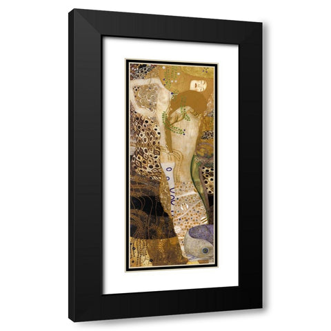 Sea Serpents II Black Modern Wood Framed Art Print with Double Matting by Klimt, Gustav