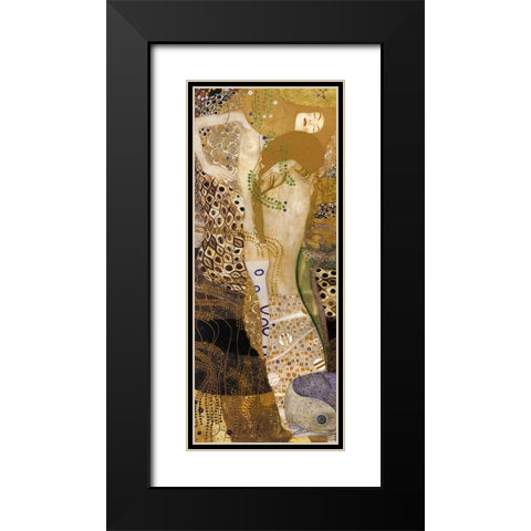Sea Serpents II Black Modern Wood Framed Art Print with Double Matting by Klimt, Gustav