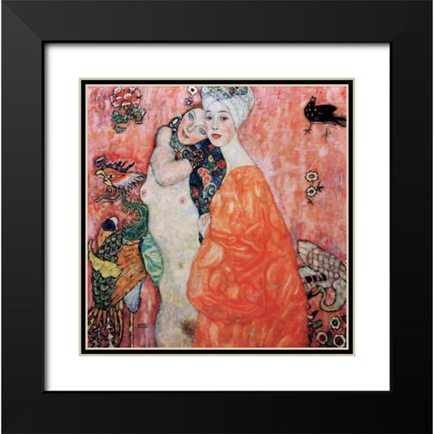 Le amiche Black Modern Wood Framed Art Print with Double Matting by Klimt, Gustav