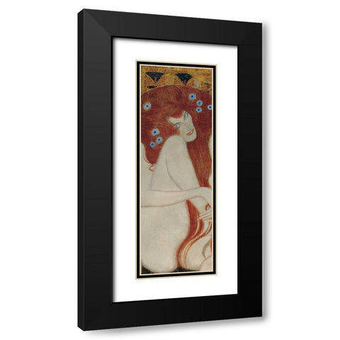 Beethoven Frieze Black Modern Wood Framed Art Print with Double Matting by Klimt, Gustav