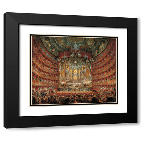 Festa In Teatro A Roma Black Modern Wood Framed Art Print with Double Matting by Panini, Giovanni Paolo