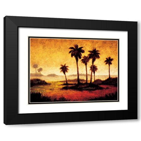 Sunset Palms I Black Modern Wood Framed Art Print with Double Matting by Williams, Gregory