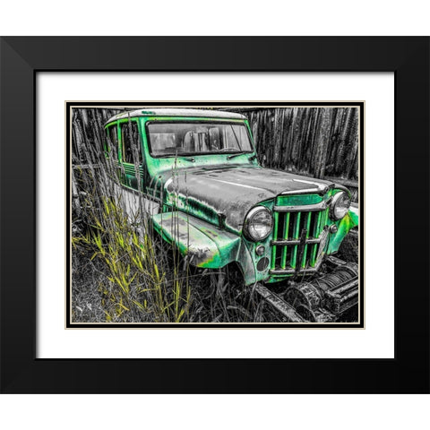 Willys Green Black Modern Wood Framed Art Print with Double Matting by Bannon, Heidi