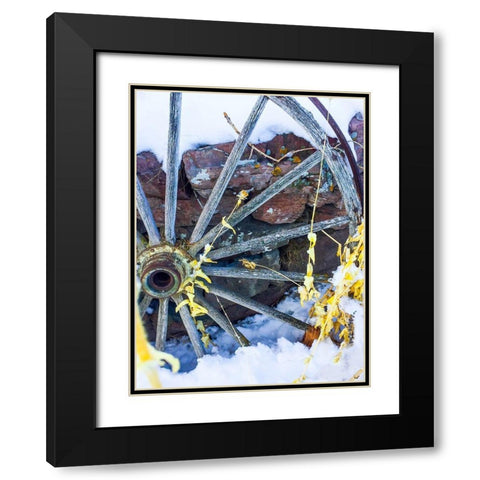 Montana Wagon Wheel I Black Modern Wood Framed Art Print with Double Matting by Bannon, Heidi