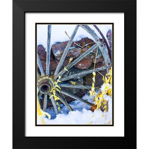 Montana Wagon Wheel I Black Modern Wood Framed Art Print with Double Matting by Bannon, Heidi