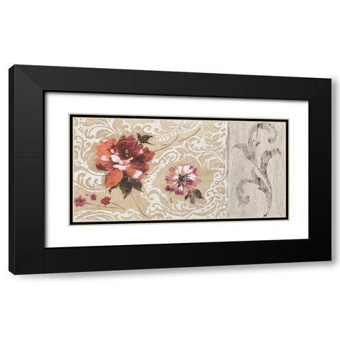 Fleurs Neoclassique II Black Modern Wood Framed Art Print with Double Matting by Simon, Helene