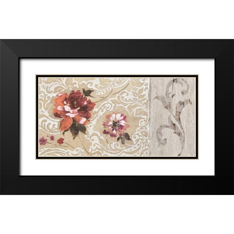 Fleurs Neoclassique II Black Modern Wood Framed Art Print with Double Matting by Simon, Helene