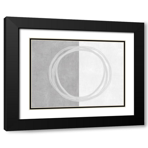 Circle Gray Black Modern Wood Framed Art Print with Double Matting by Harris, Natalie