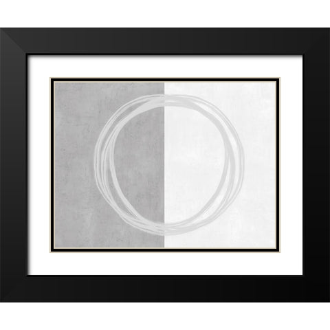 Circle Gray Black Modern Wood Framed Art Print with Double Matting by Harris, Natalie