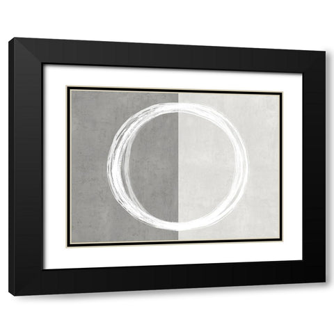 Circle White Black Modern Wood Framed Art Print with Double Matting by Harris, Natalie