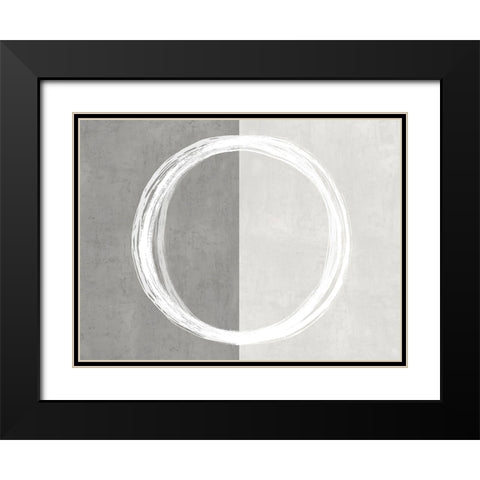 Circle White Black Modern Wood Framed Art Print with Double Matting by Harris, Natalie