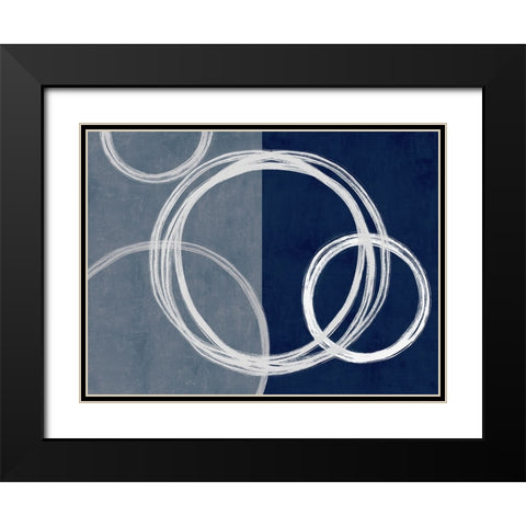 Unity Blue II Black Modern Wood Framed Art Print with Double Matting by Harris, Natalie