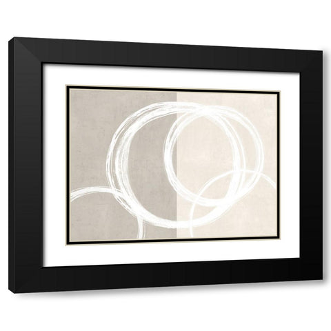 Unity Cream II Black Modern Wood Framed Art Print with Double Matting by Harris, Natalie