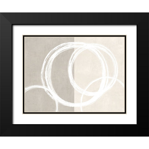Unity Cream II Black Modern Wood Framed Art Print with Double Matting by Harris, Natalie