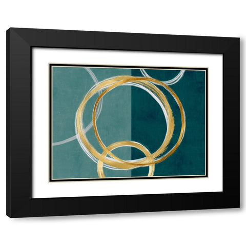 Unity Gold on Green I Black Modern Wood Framed Art Print with Double Matting by Harris, Natalie