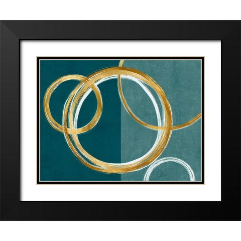 Unity Gold on Green II Black Modern Wood Framed Art Print with Double Matting by Harris, Natalie