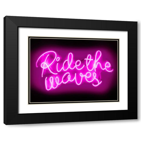 Neon Ride The Waves PB Black Modern Wood Framed Art Print with Double Matting by Carr, Hailey