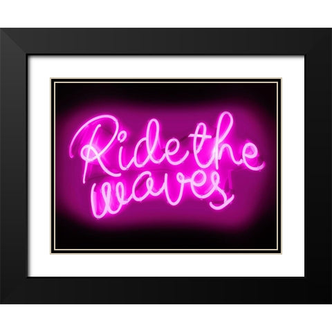 Neon Ride The Waves PB Black Modern Wood Framed Art Print with Double Matting by Carr, Hailey