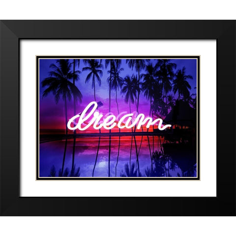Neon Dream Beach PB Black Modern Wood Framed Art Print with Double Matting by Carr, Hailey