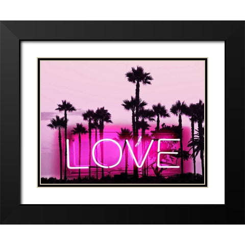 Neon Love Palms PB Black Modern Wood Framed Art Print with Double Matting by Carr, Hailey