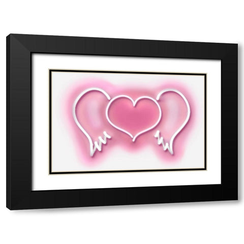 Neon Heart Wings PW Black Modern Wood Framed Art Print with Double Matting by Carr, Hailey