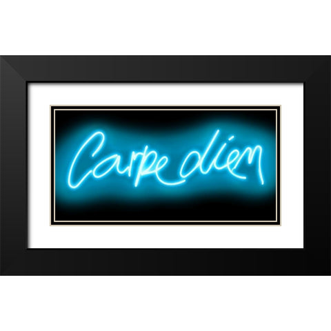Neon Carpe Diem AB Black Modern Wood Framed Art Print with Double Matting by Carr, Hailey