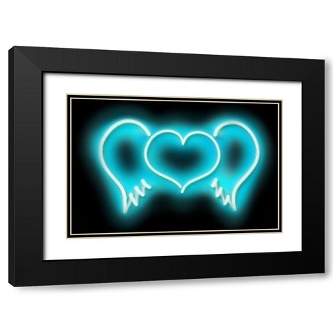 Neon Heart Wings AB Black Modern Wood Framed Art Print with Double Matting by Carr, Hailey