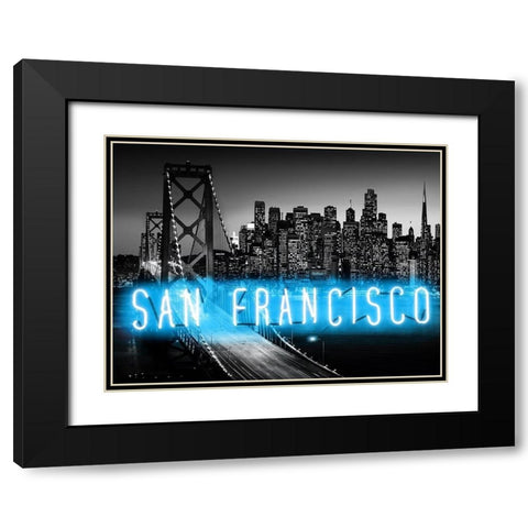 Neon San Francisco AB Black Modern Wood Framed Art Print with Double Matting by Carr, Hailey