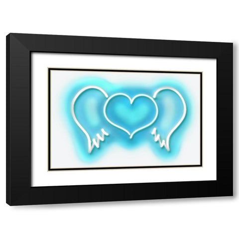 Neon Heart Wings AW Black Modern Wood Framed Art Print with Double Matting by Carr, Hailey