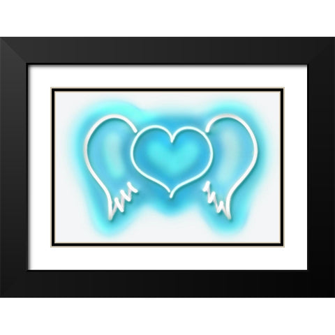 Neon Heart Wings AW Black Modern Wood Framed Art Print with Double Matting by Carr, Hailey