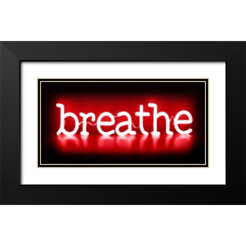 Neon Breathe RB Black Modern Wood Framed Art Print with Double Matting by Carr, Hailey