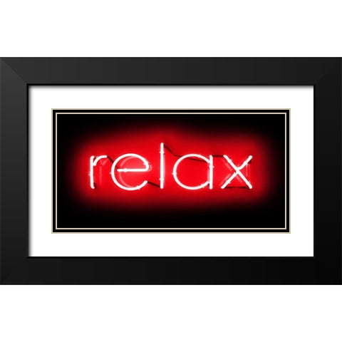 Neon Relax RB Black Modern Wood Framed Art Print with Double Matting by Carr, Hailey